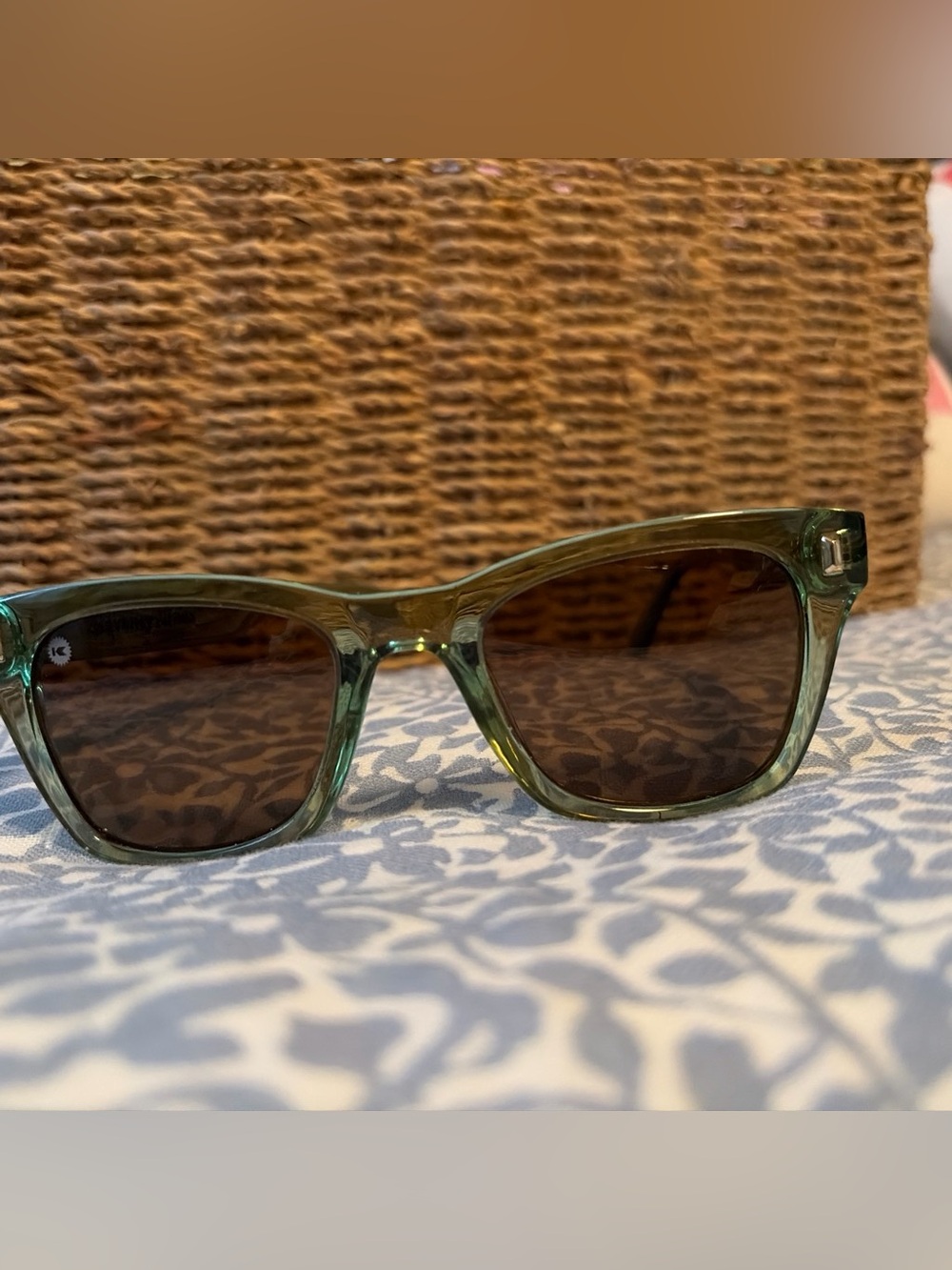 Classic Women's Green Frame Sunglasses with Brown Lenses